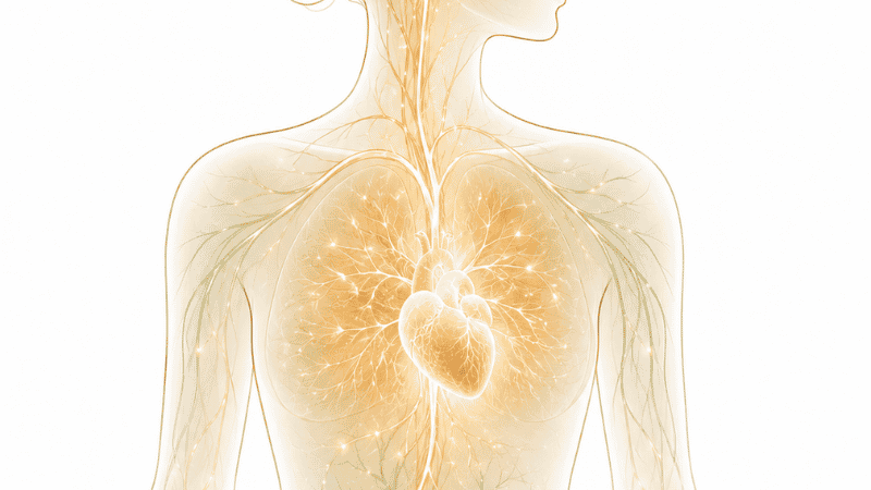 Minimalist illustration showing taurine's dual action on heart and nervous system relevant to magnesium taurate benefits for sleep and anxiety