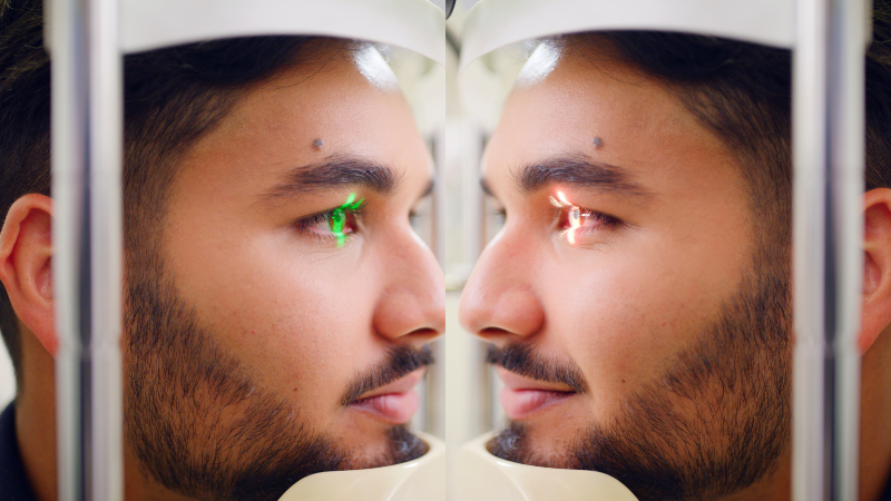 Visual simulation of clearer vision and reduced floaters after consistent nutritional support.