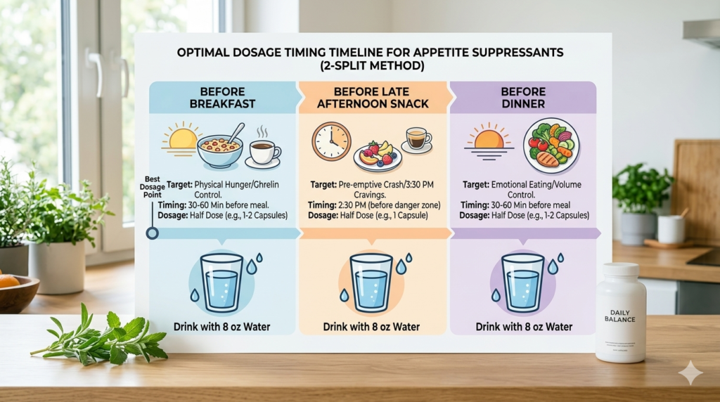 Dosage timing chart for the best appetite suppressant results.