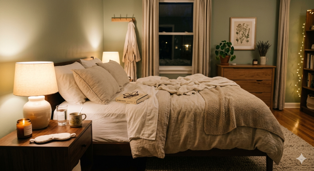 Cozy bedroom setup for a relaxing night routine